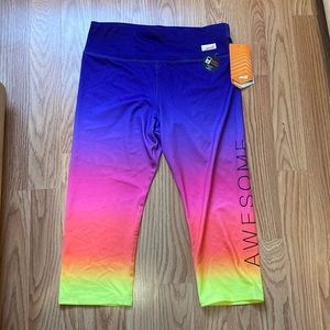 Avia Girls PreTeen Cropped Moisture Wick Neon Tie Dye Leggings NWT